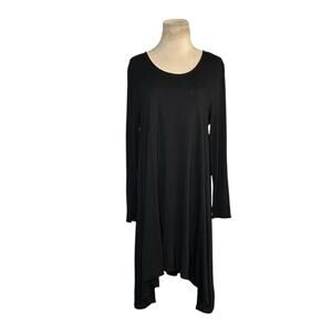 Joan Vass black long sleeves asymmetrical a lined dress size large
